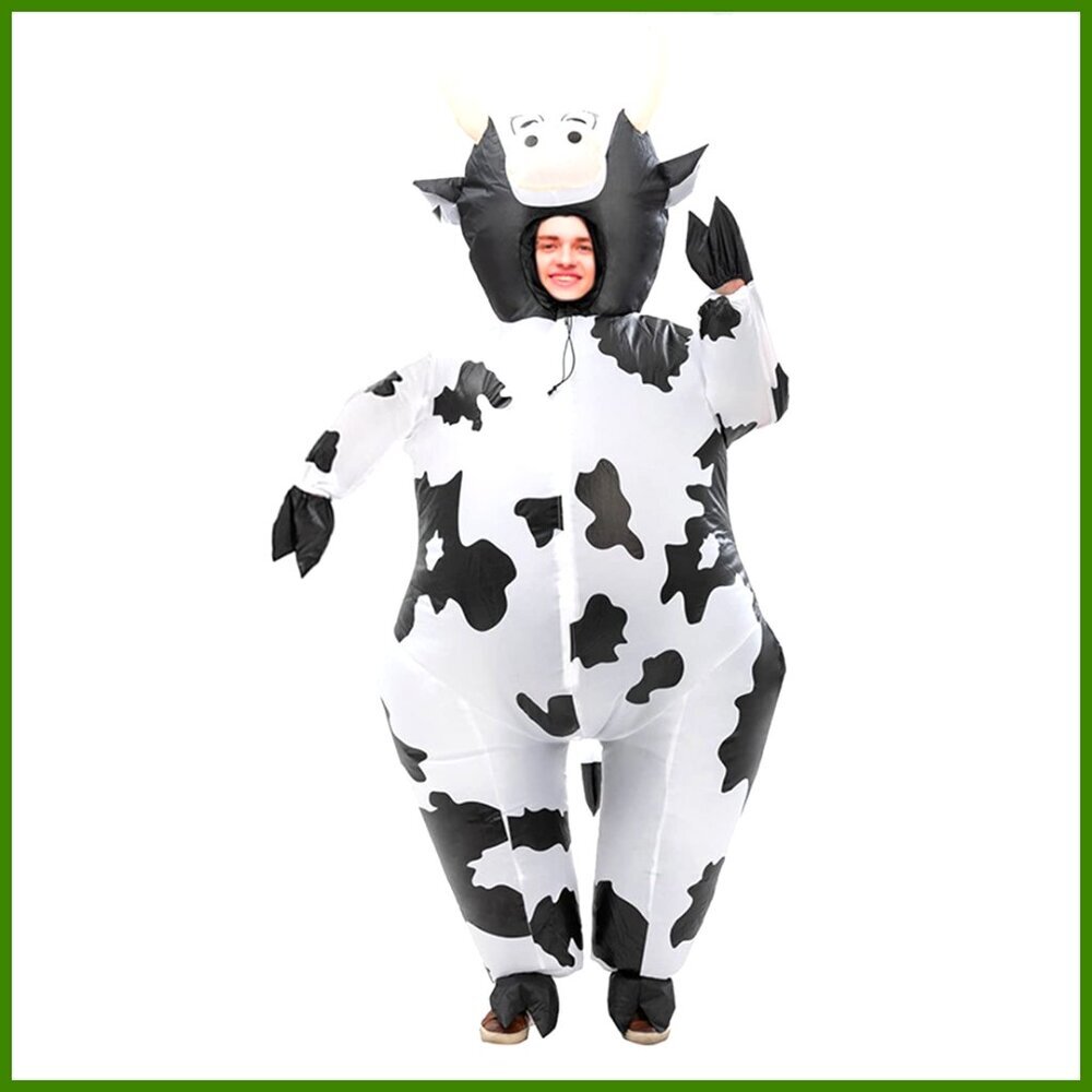 Polyester Inflatable Cow Costume Adult Blow Up Suit Halloween Party
